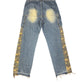 Vintage Cargo Military Patch Denim Pants Blue - M