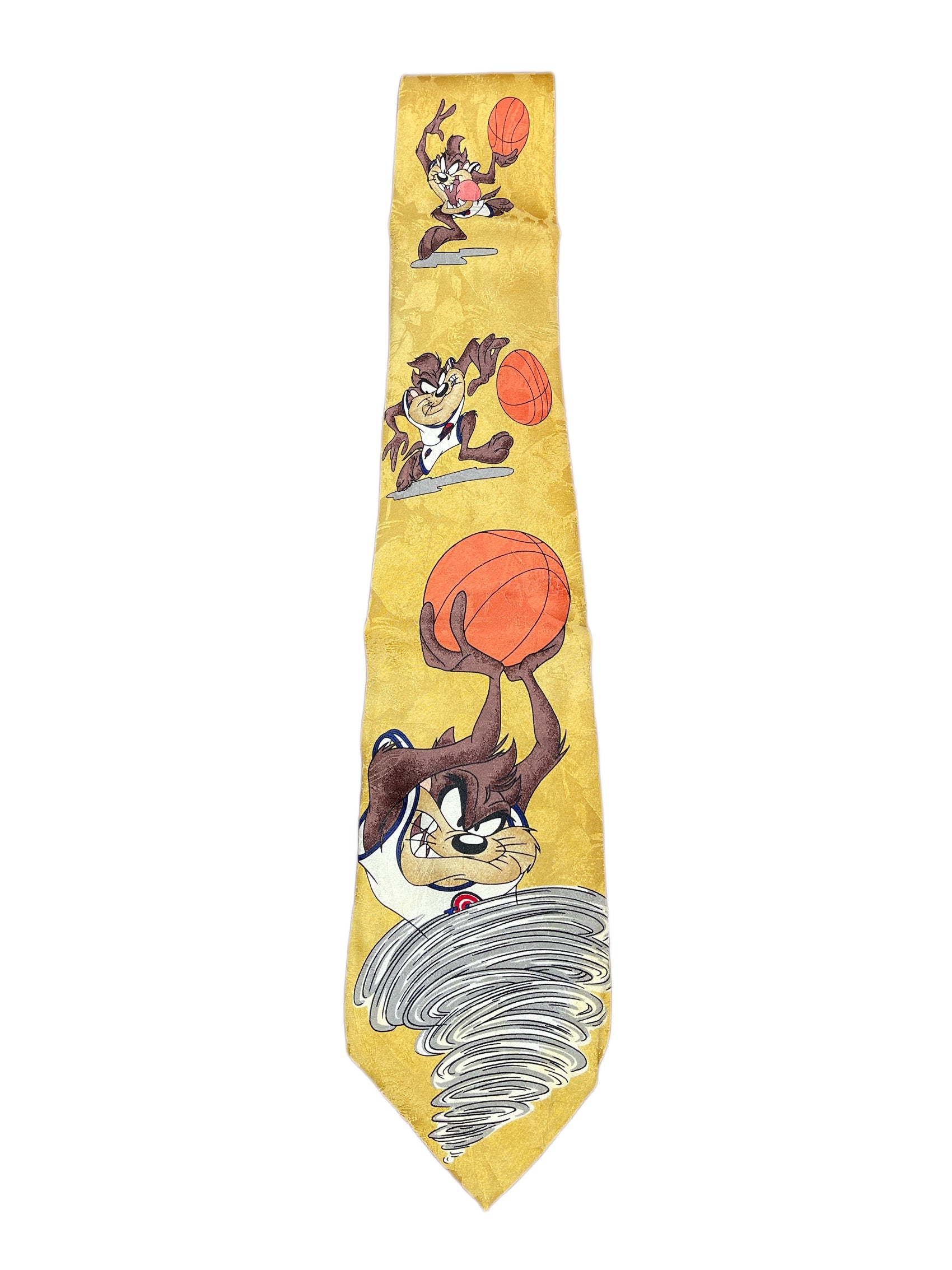 Vintage TAZ 1996 Space Jam Looney Tunes Warner Bros Tie Basketball Gold