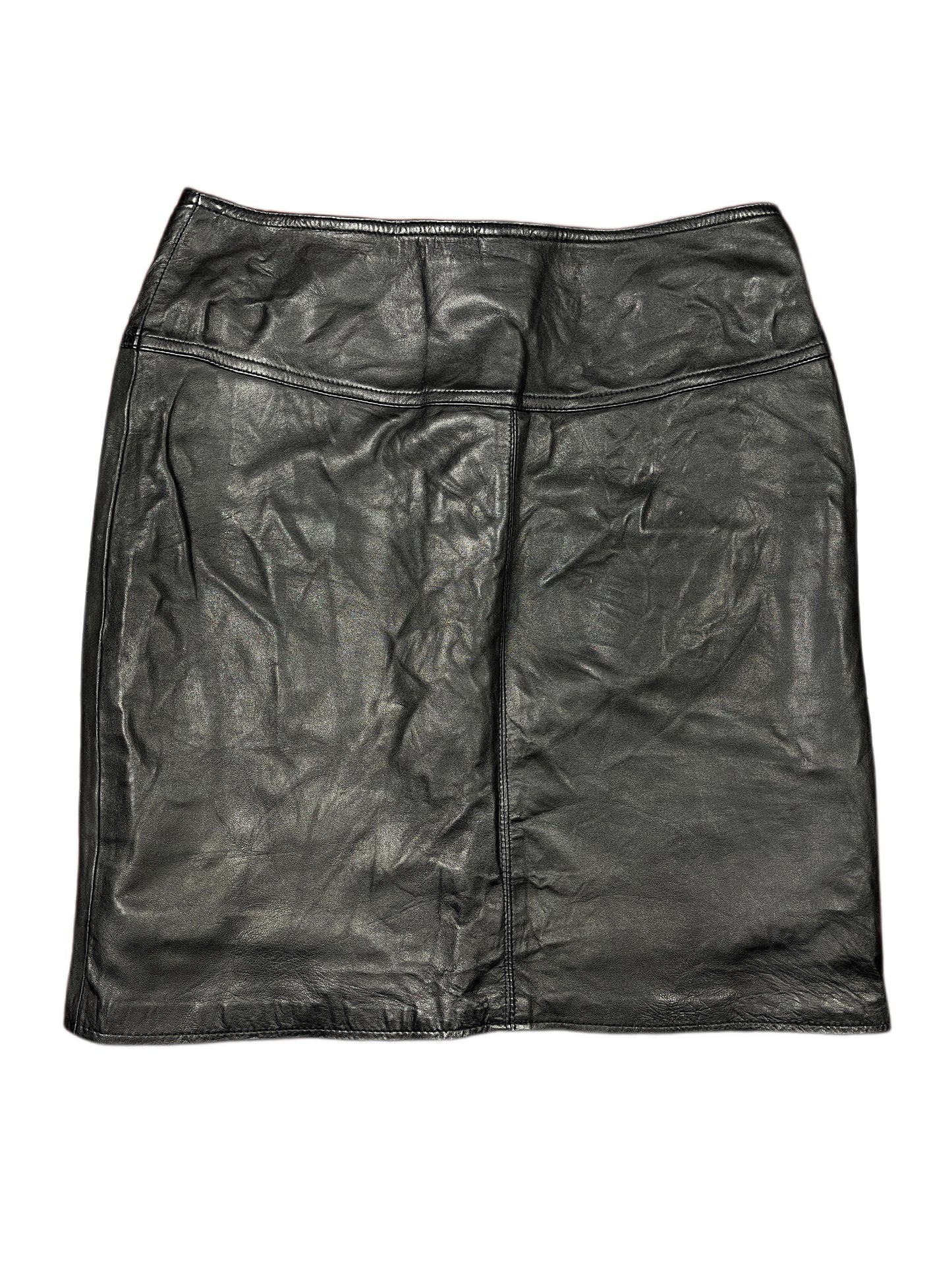 Vintage Leather Skirt Black - S
