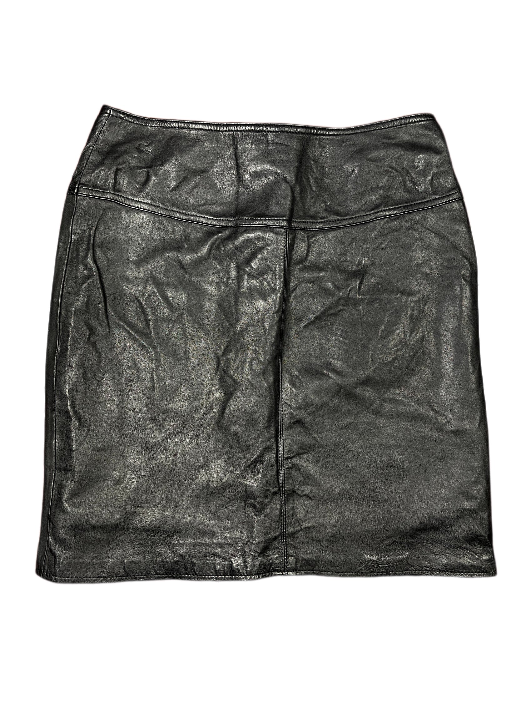 Vintage Leather Skirt Black - S