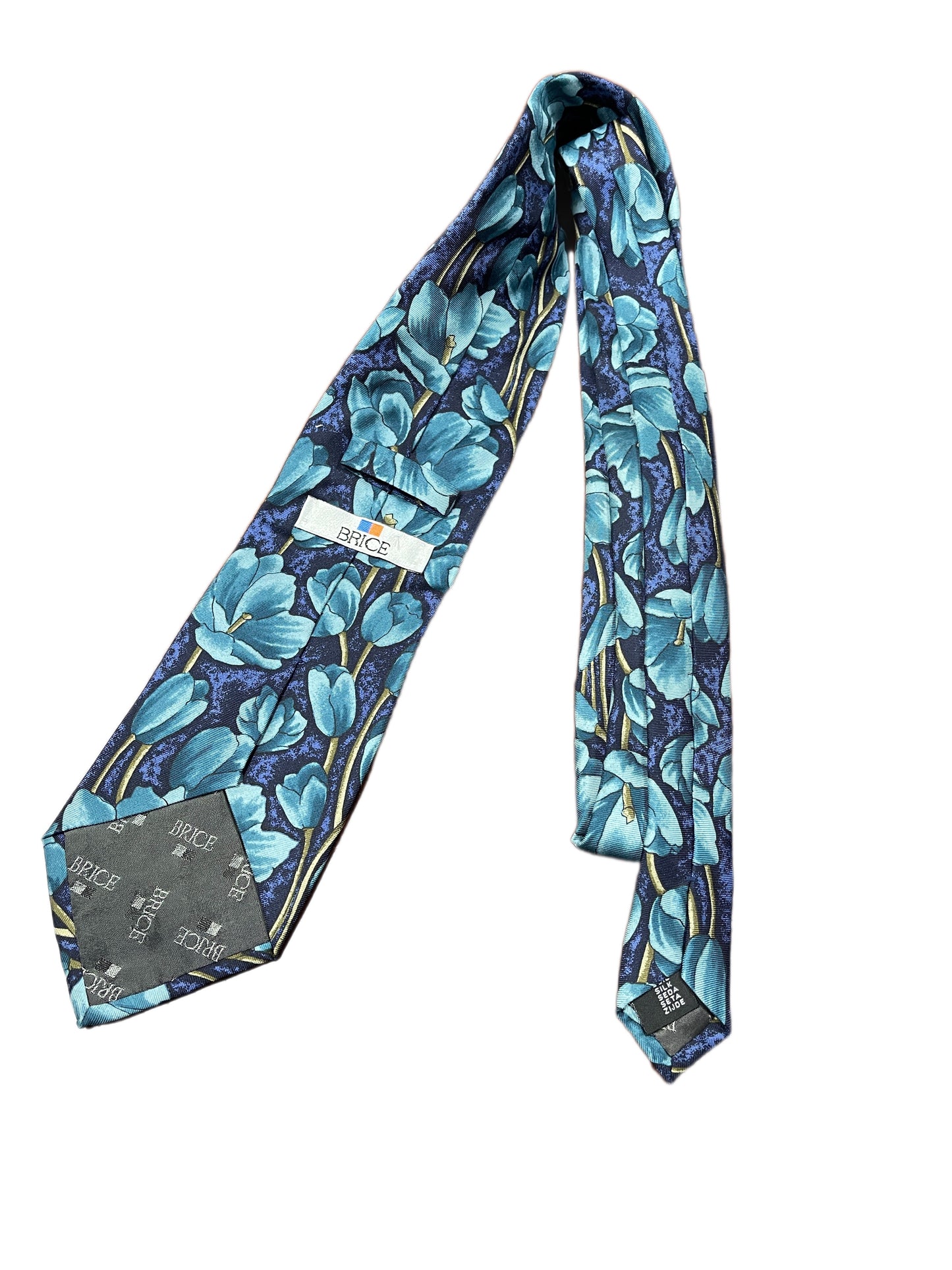 Brice Silk Tie Flowers Turquoise Blue