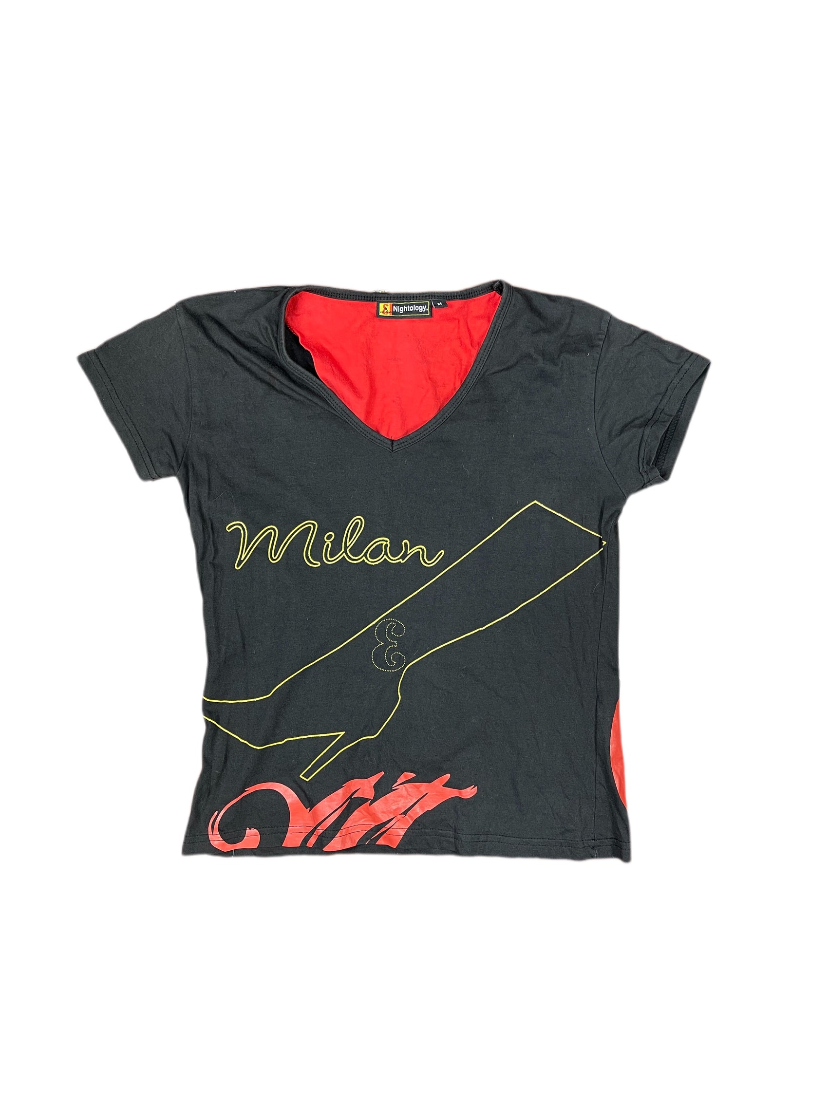 Y2k Nightology Short Sleeve Top Black - M