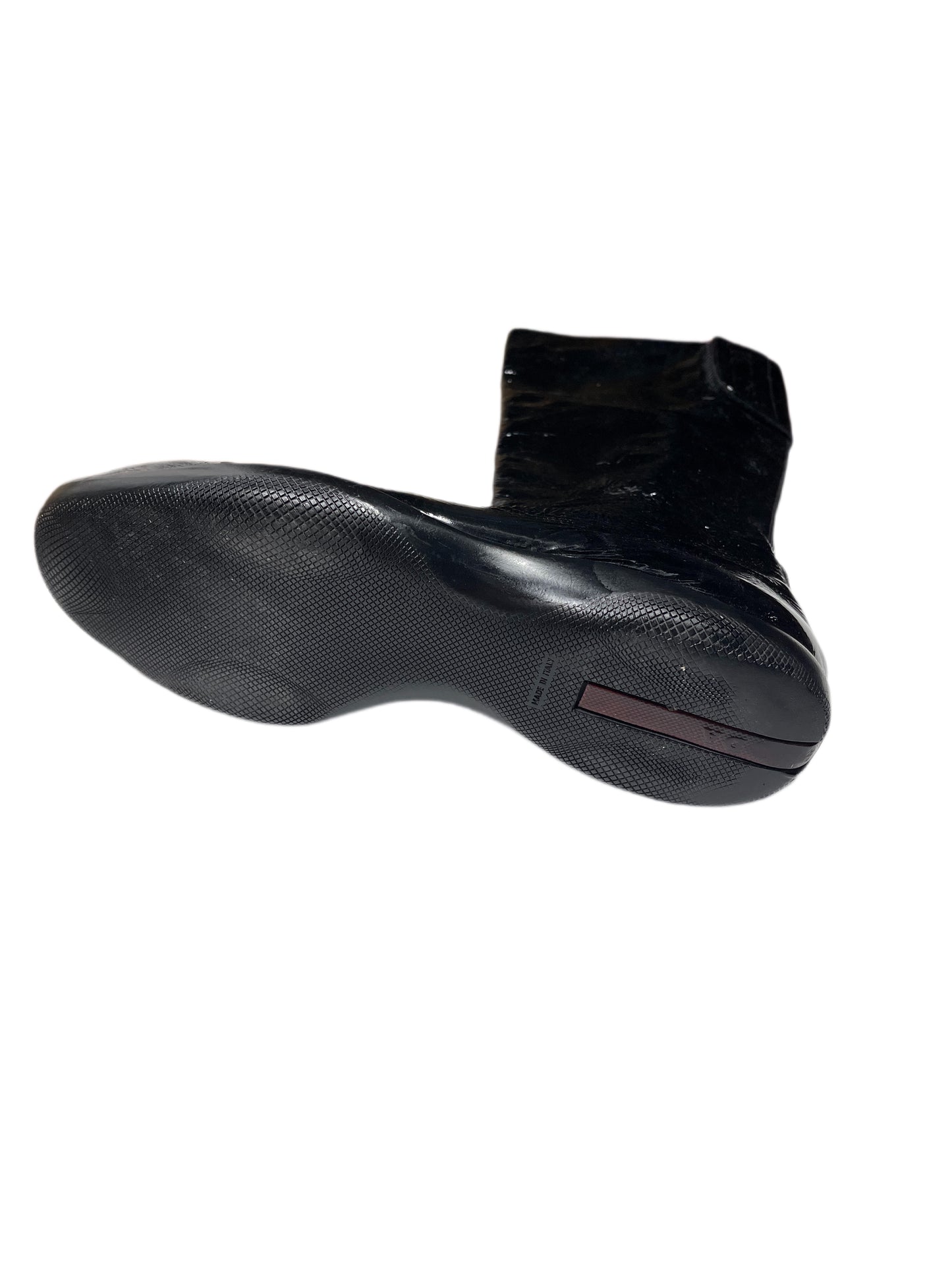 Y2k Prada Sport Knee High Patent Leather Black Boots - 39