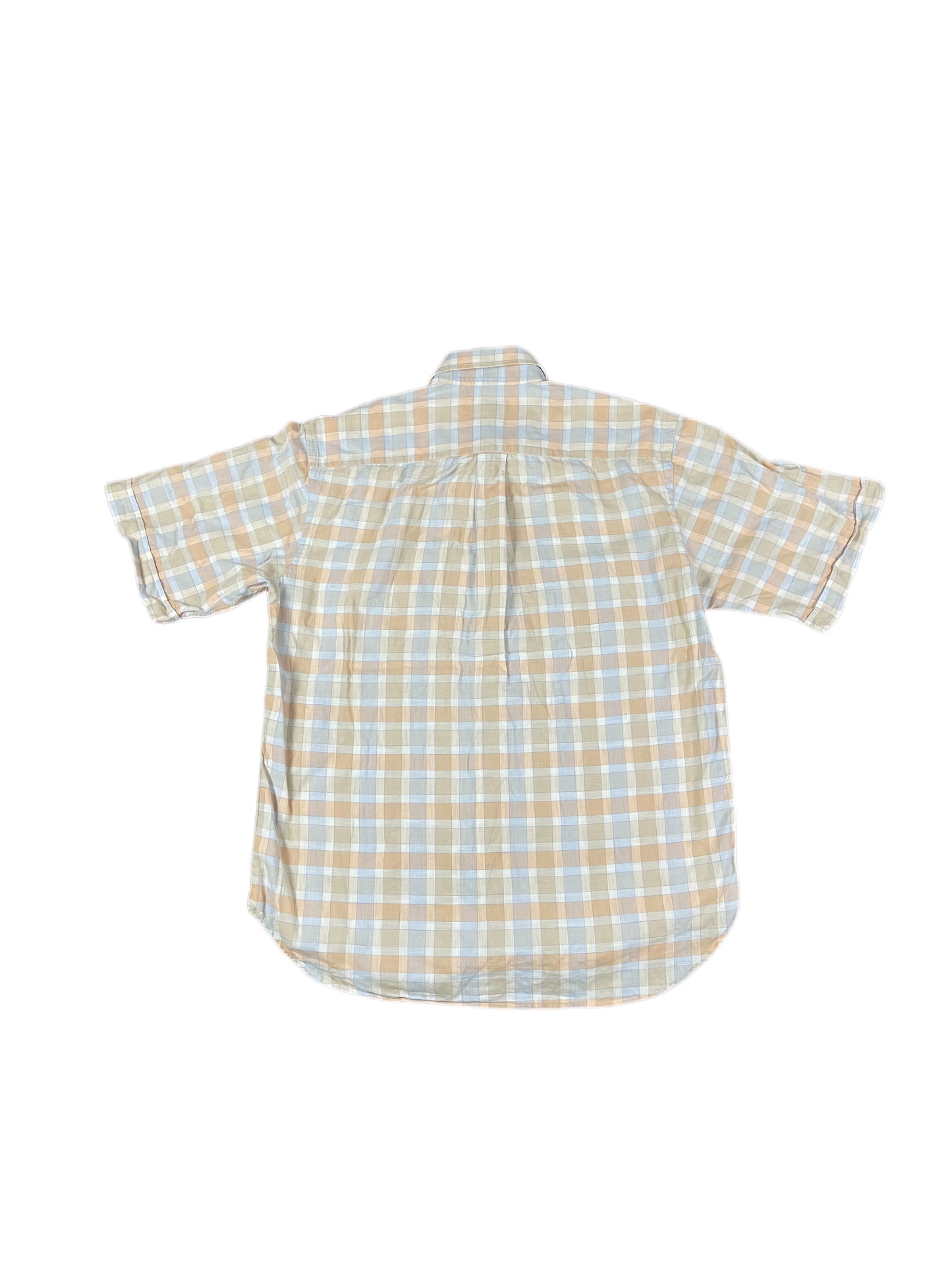 Vintage Genfis Short Sleeve Shirt Checkered Creme - L