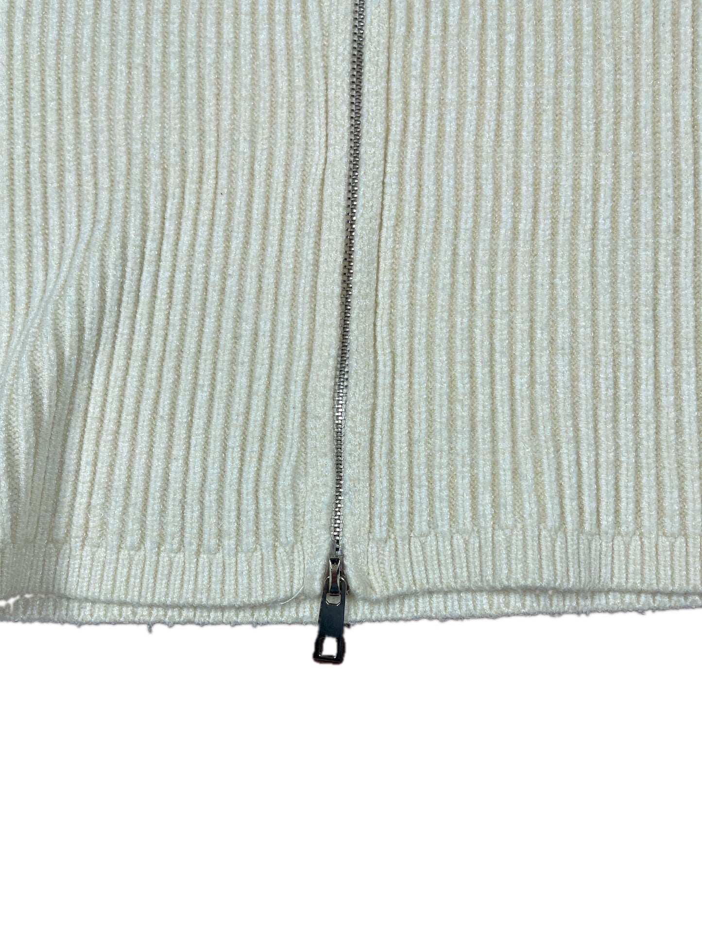 Elli White Zip Knit Sweatshirt White - S
