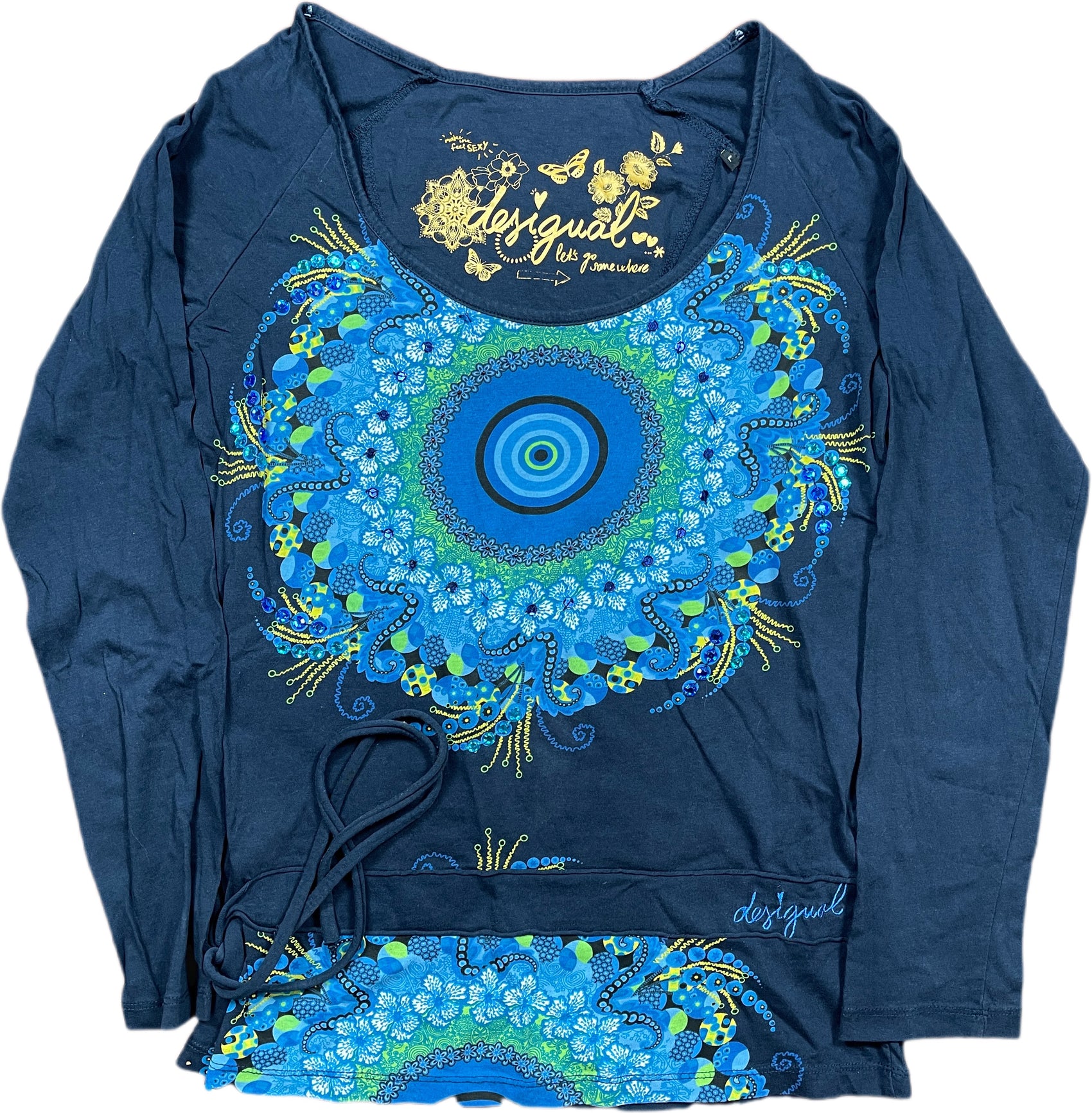 Desigual Long Sleeve Top Blue Cotton L