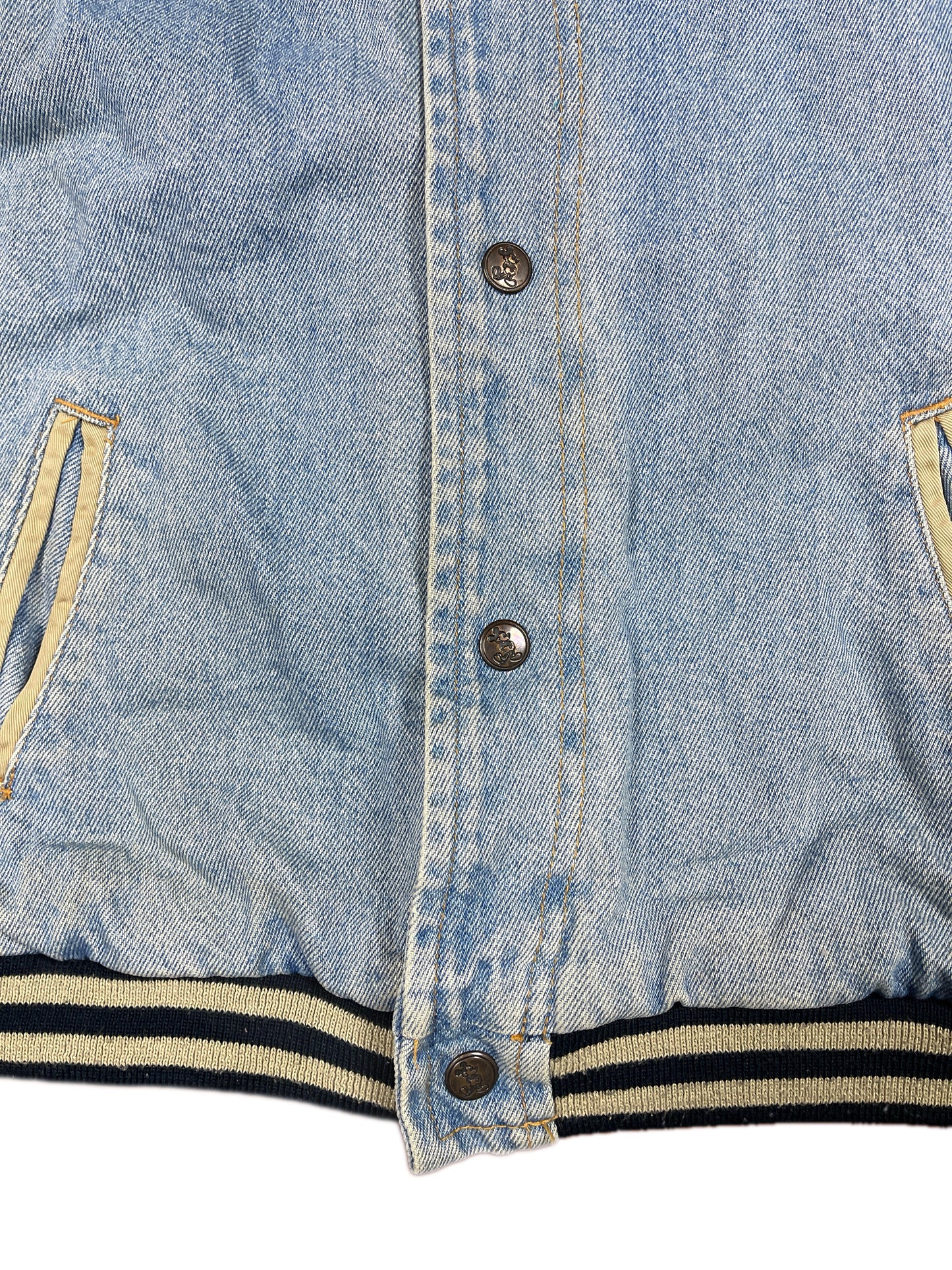 Vintage Disney Mickey Mouse 1990s Denim Collage Jacket Beige Blue - M