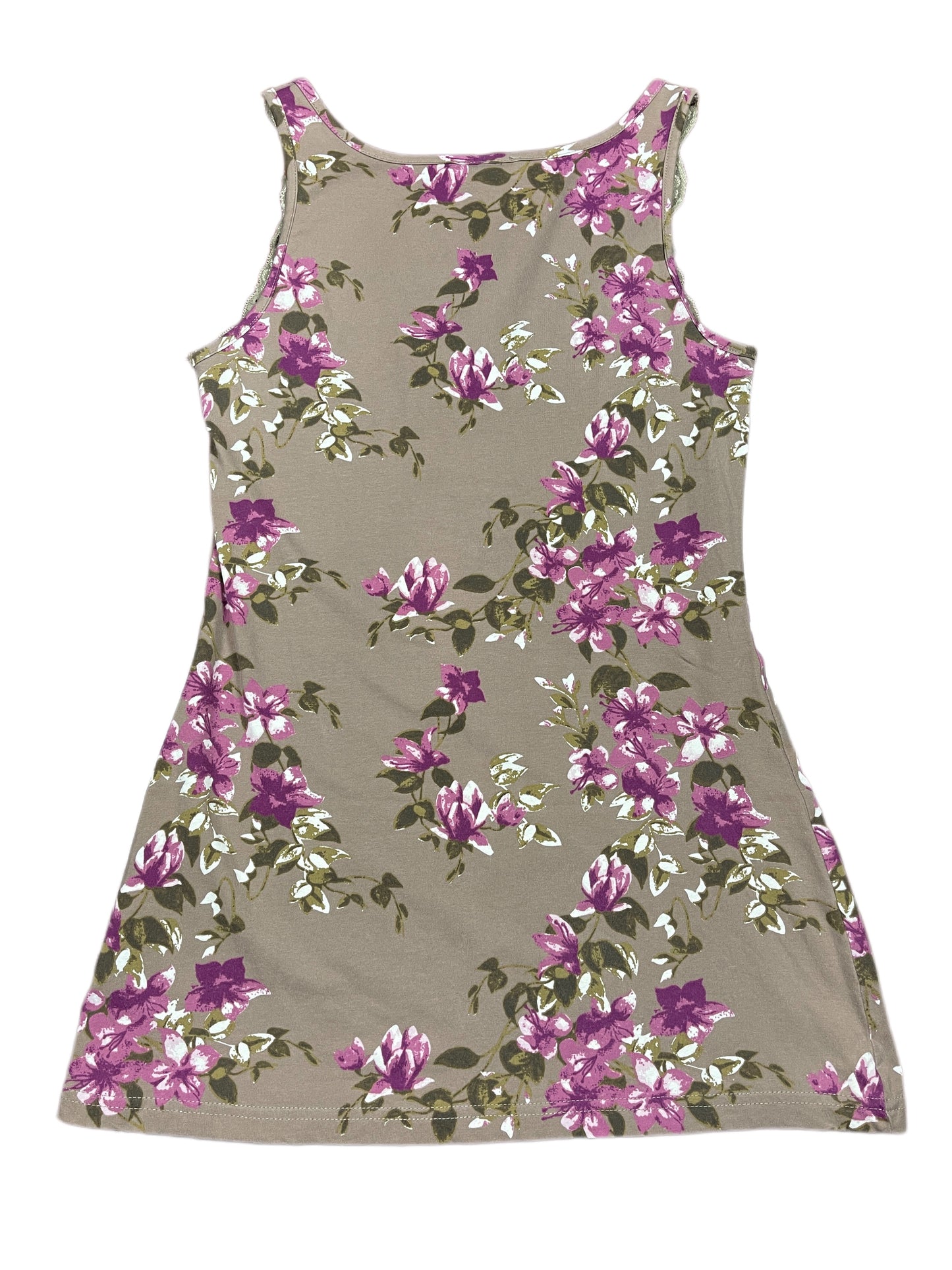 Y2k Boysens Sleeveless Dress Flowers Brown Purple - M