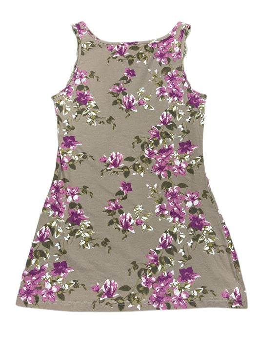 Y2k Boysens Sleeveless Dress Flowers Brown Purple - M