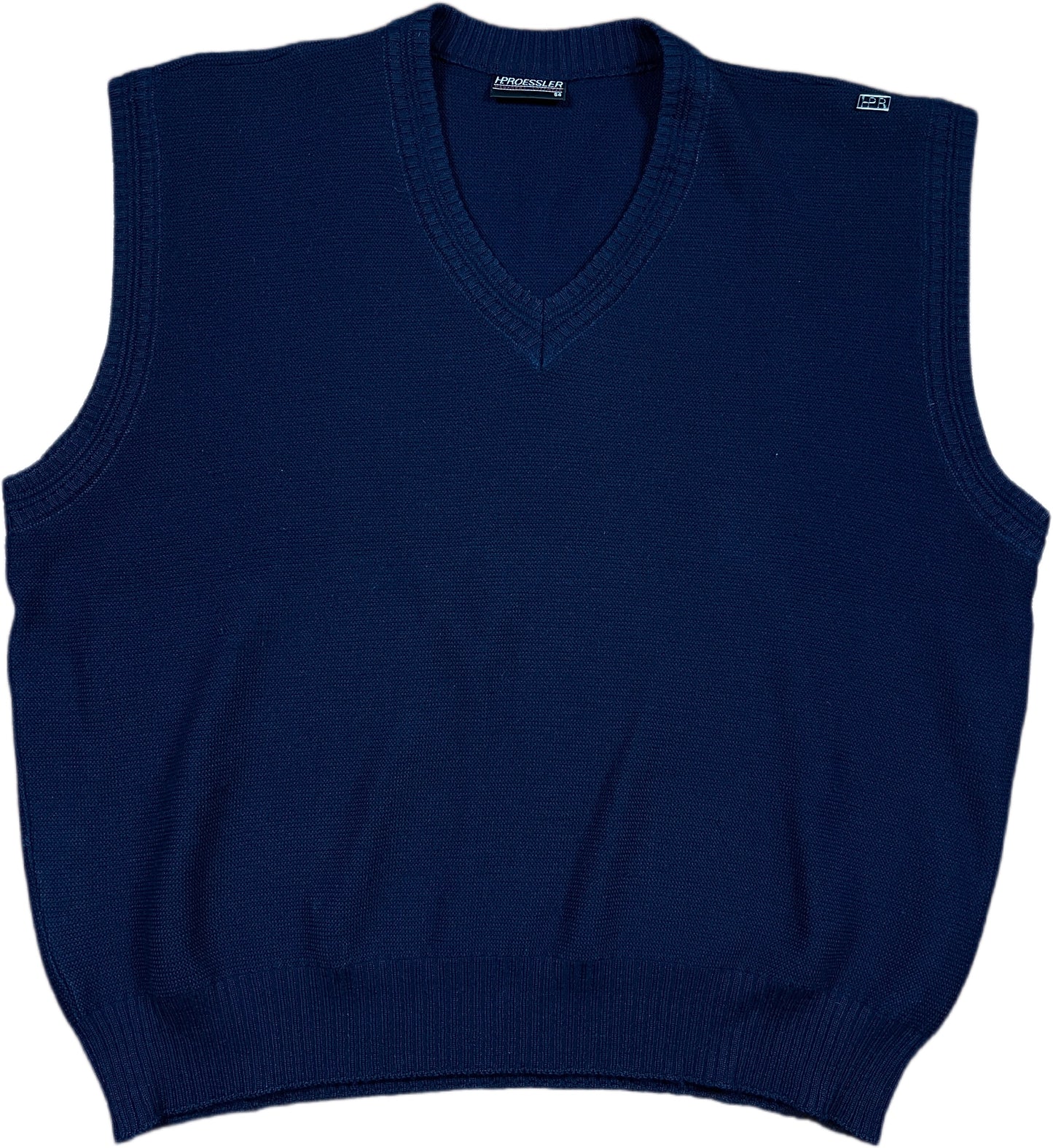 Vintage Hp.Roessler Sweater Vest Navy Blue Wool Blend XL