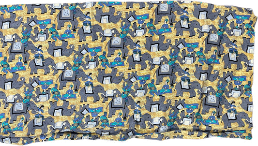 Vintage Handmade Silk Handkerchief Elephant Pattern