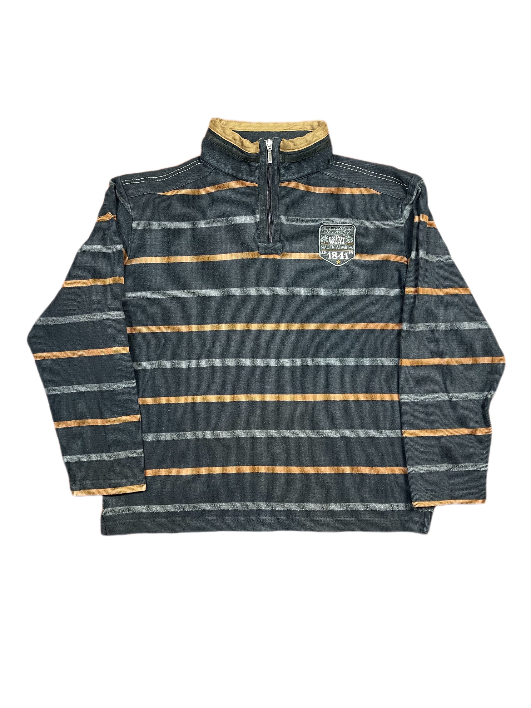 Vintage At Company Zip Sweatshirt Striped Black Multicolor - L