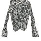 Y2k Blanc Nature See Through Long Sleeve Top Roses Gray Black - XL