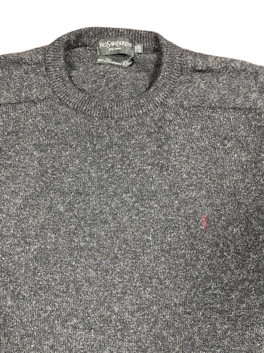 VIntage Yves Saint Laurent Knitted New Wool Sweatshirt Gray Black - XXL