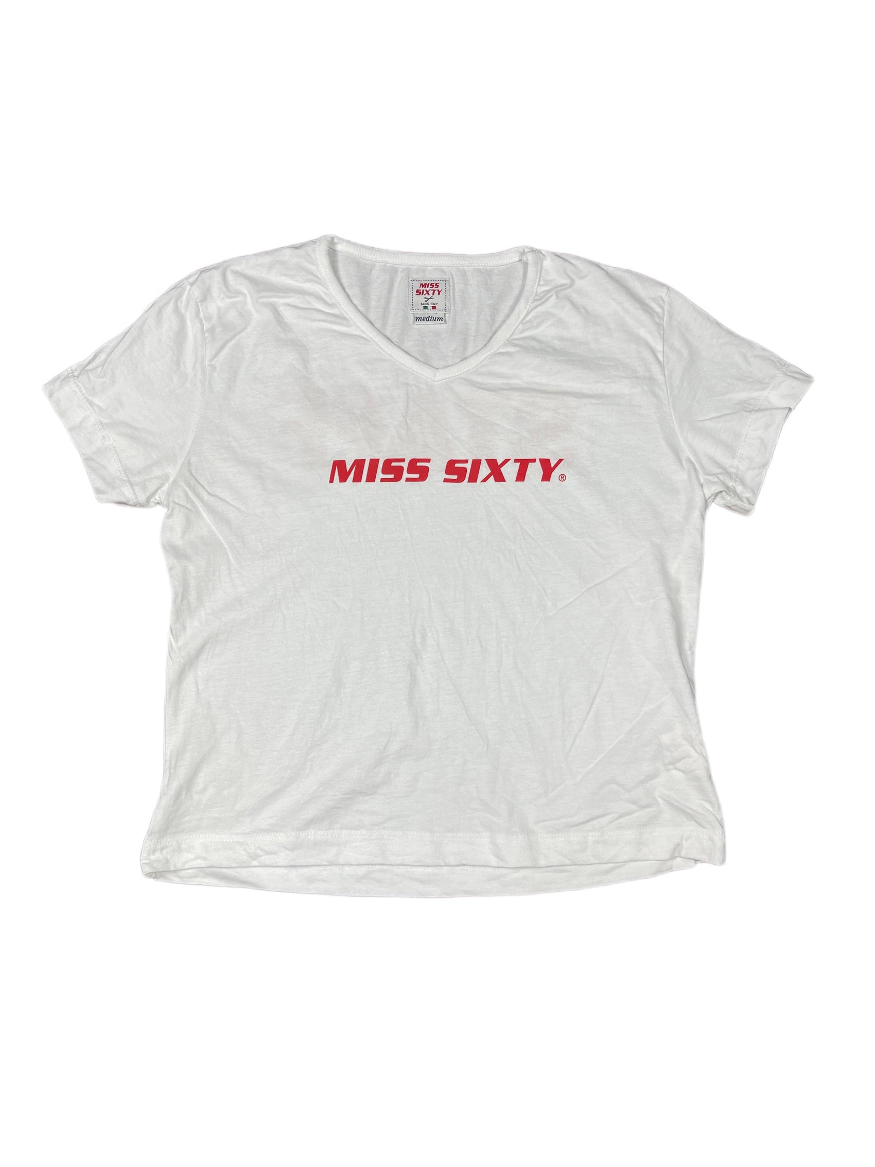 Y2k Miss Sixty Staff Short Sleeve Top White - M