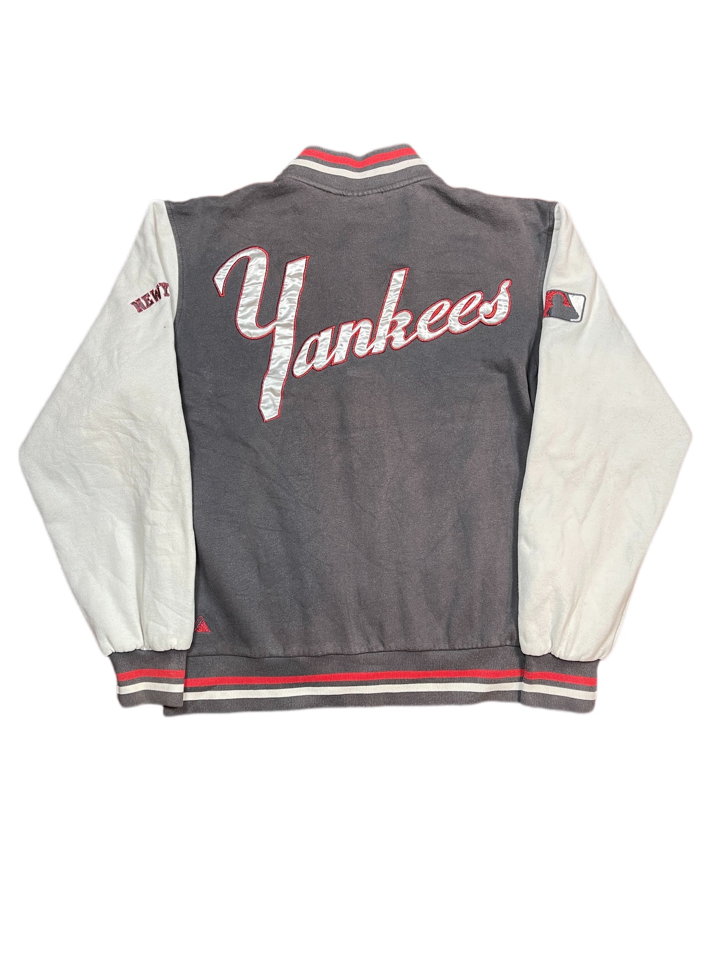 New York Yankees Varsity Jacket Gray White - L