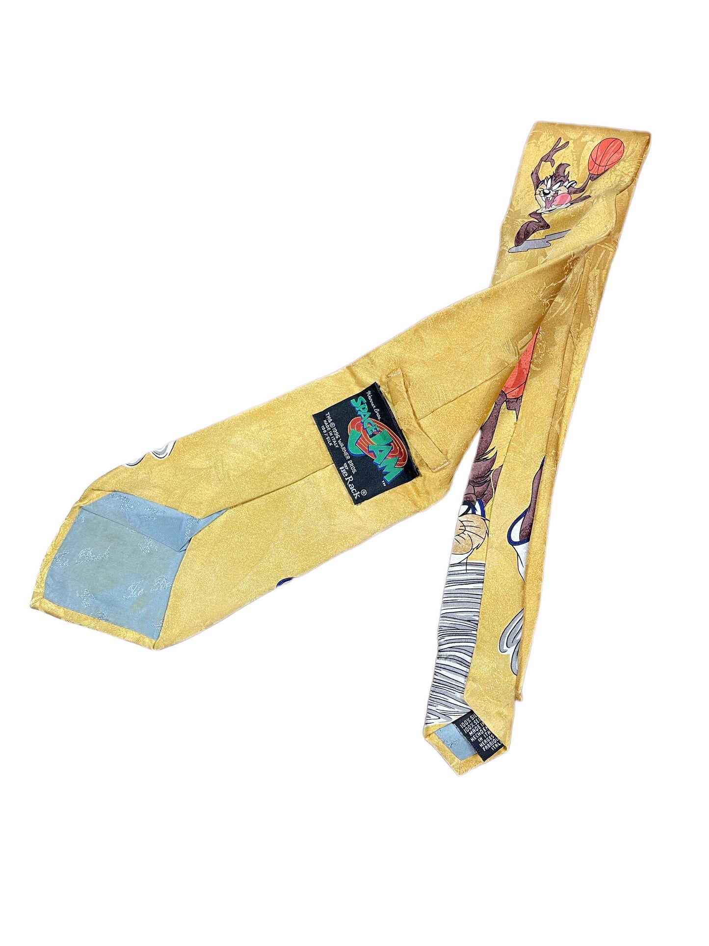 Vintage TAZ 1996 Space Jam Looney Tunes Warner Bros Tie Basketball Gold