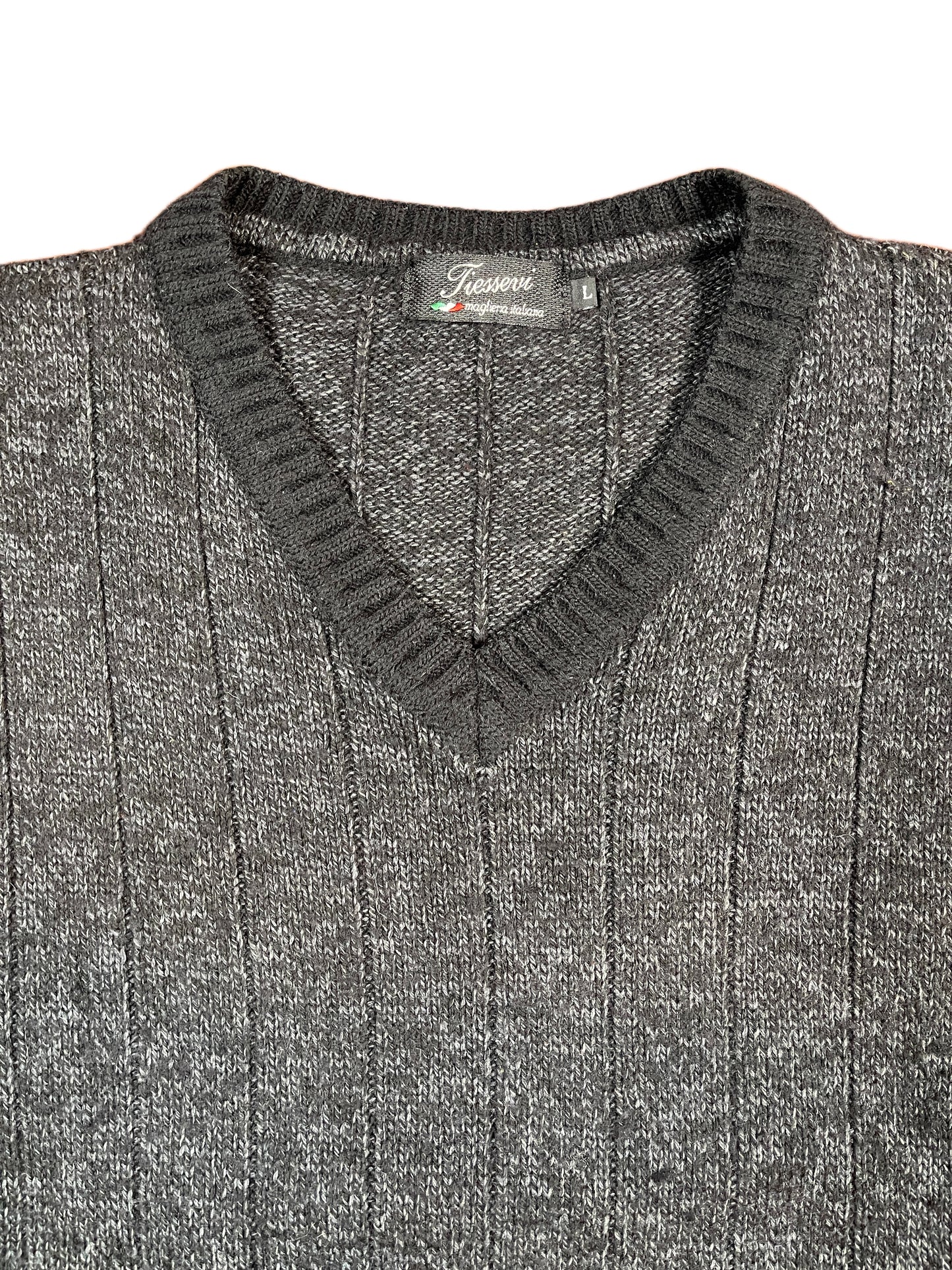 Vintage Tiessevi Sleeveless Knitted Sweatshirt Black - L