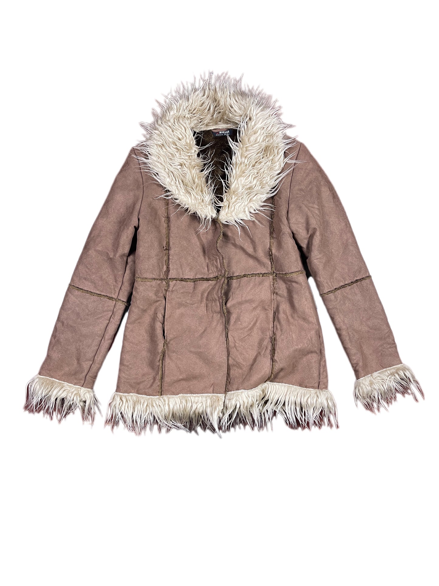 Y2k Morgan Fake Faux Fur Jacket Brown - M