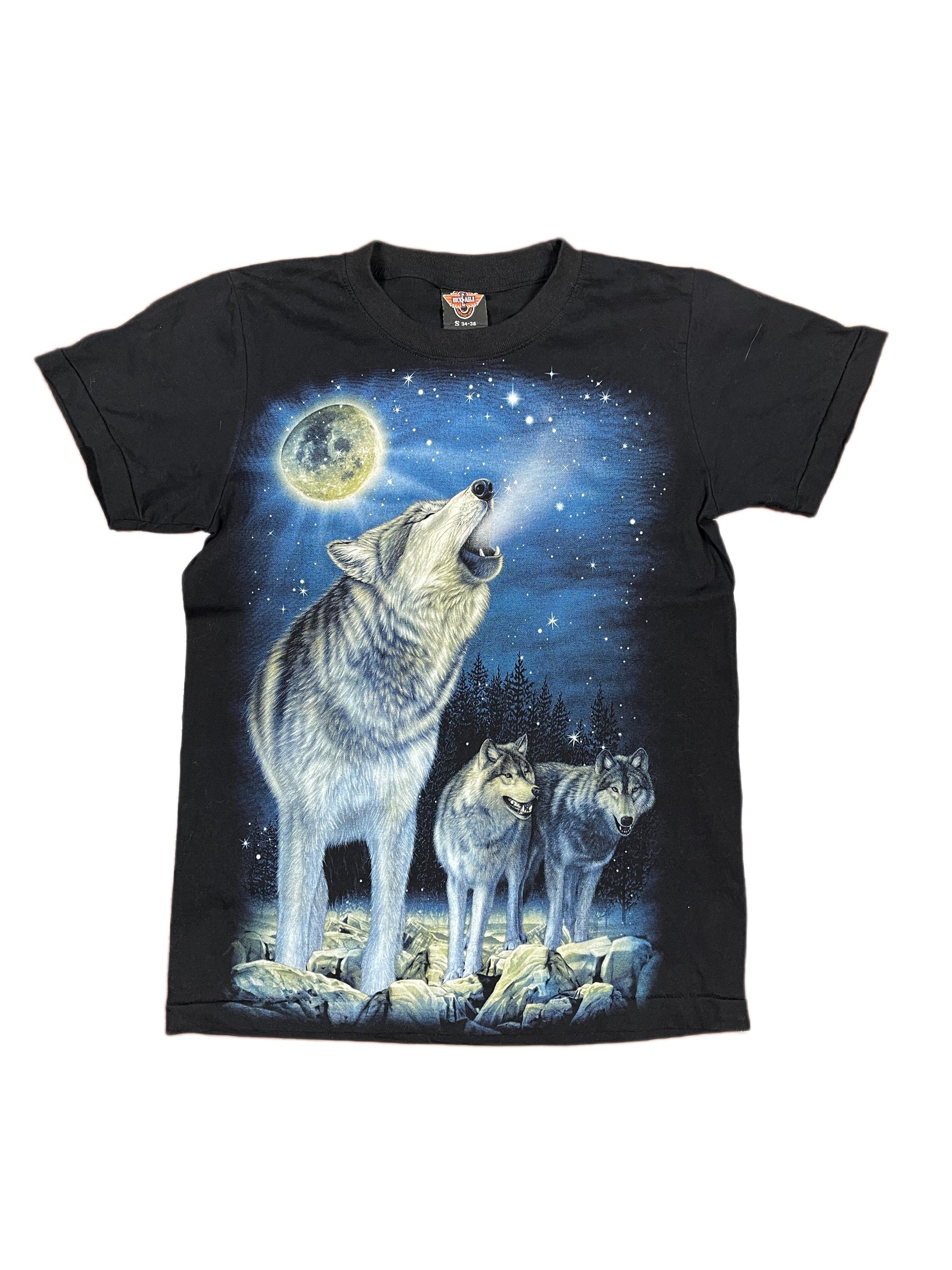 Vintage Rock Eagle Singlestitch Wolf T-Shirt Black - S