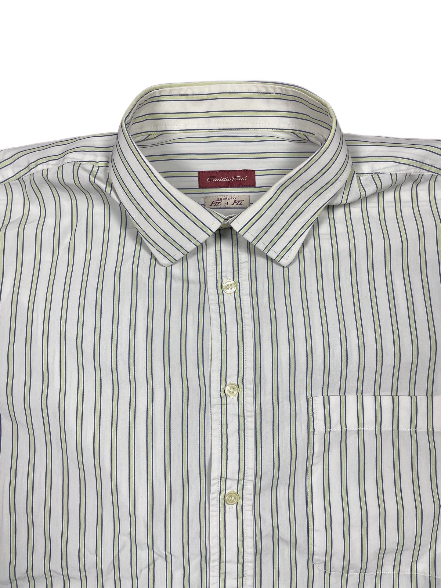 Vintage Emilio Tucci Short Sleeve Shirt Striped Green White - XXL