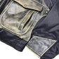 Vintage Kudsak Leather Patch Bomber Jacket Black Brown - XL