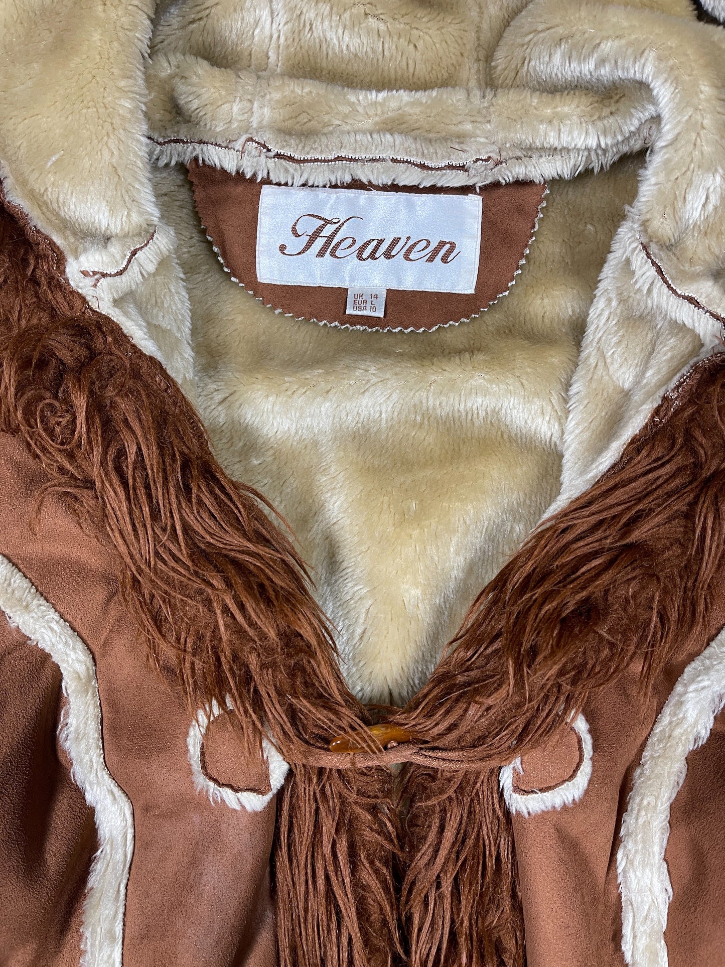 Vintage Heaven Faux Fur Coat Brown - L