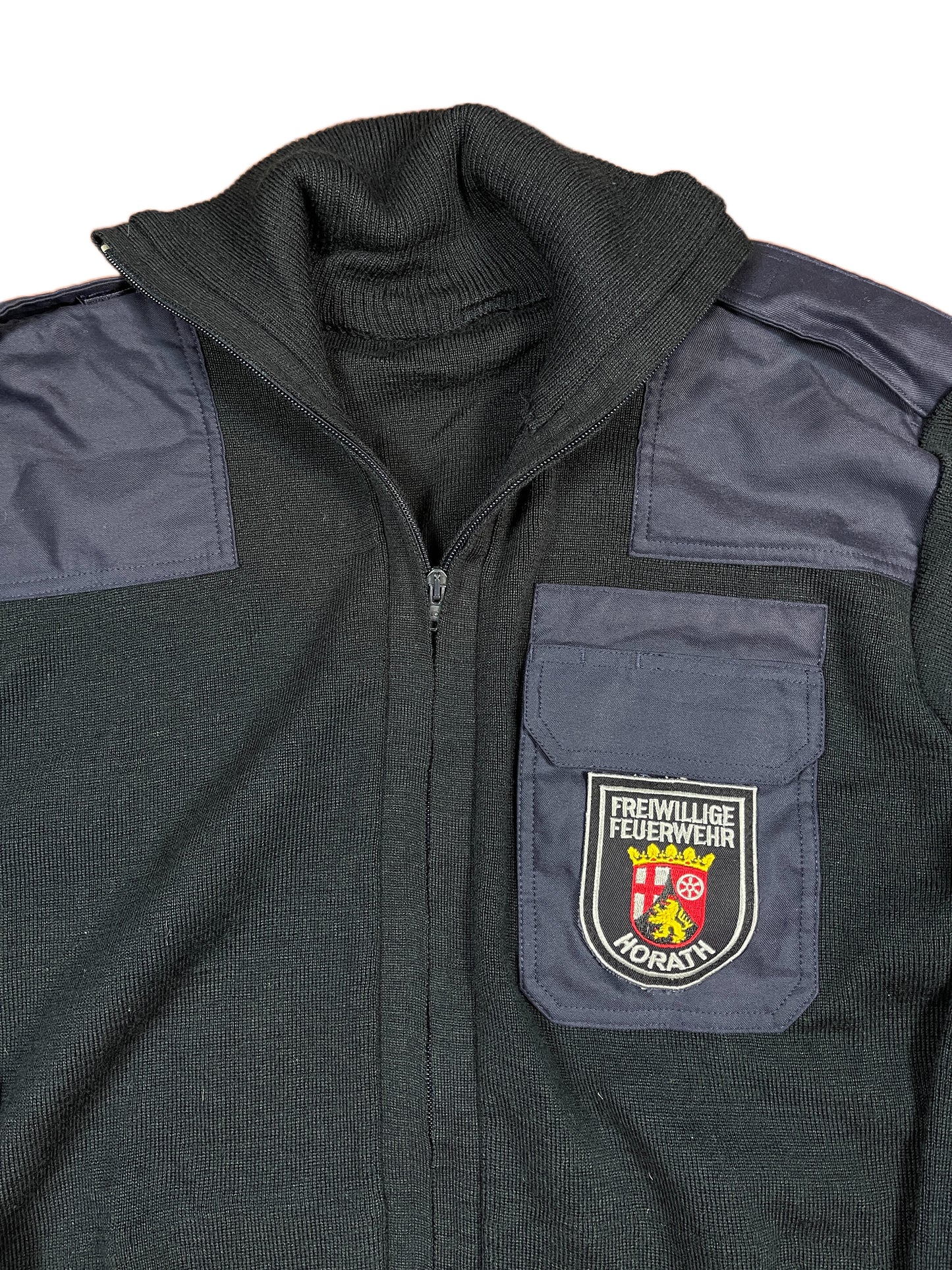 Vintage Firefighter Horath Knitted Zip Sweatshirt Navy - XL
