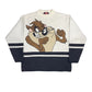 Vintage Looney Tunes 2001 Tasmanian Devil Warner Bros Chunky Knitted Sweatshirt White Black - L