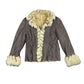 Y2k Fake Fur Jacket Brown Beige - L
