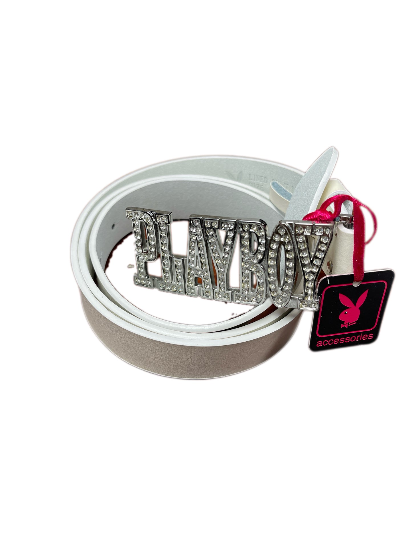 Y2k Playboy Leather Belt White 2004