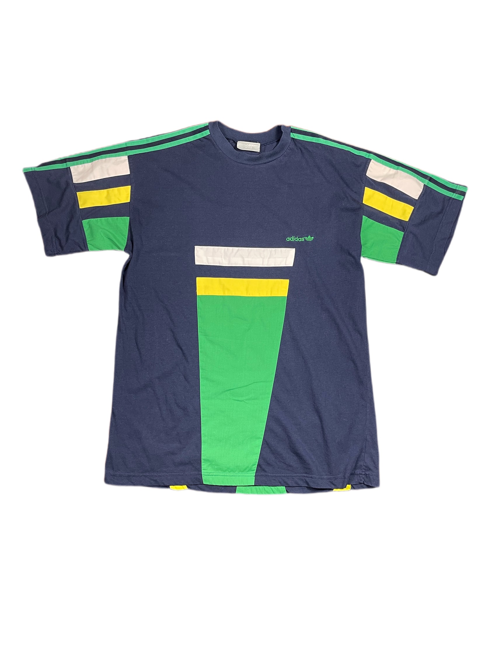 Vintage Adidas 1990s T-Shirt Navy Green Multicolor - L