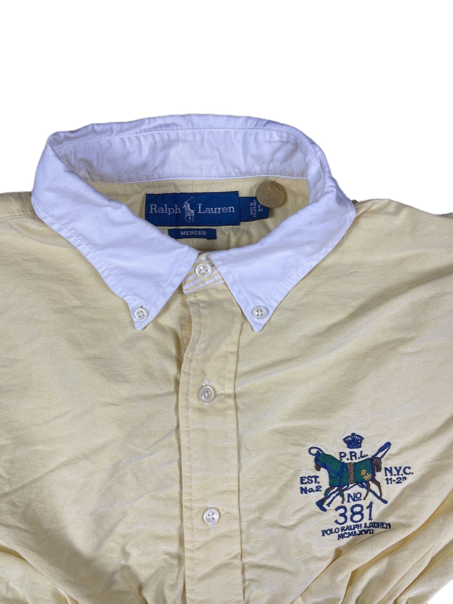 Vintage UpCycle Polo Ralph Lauren Long Sleeve Top Yellow - L/XL