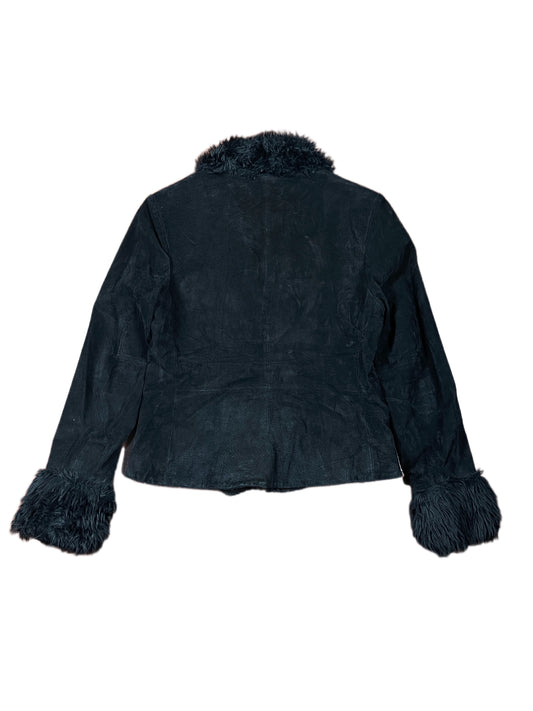 Y2k Mango Wild Leather Jacket Black - L/XL