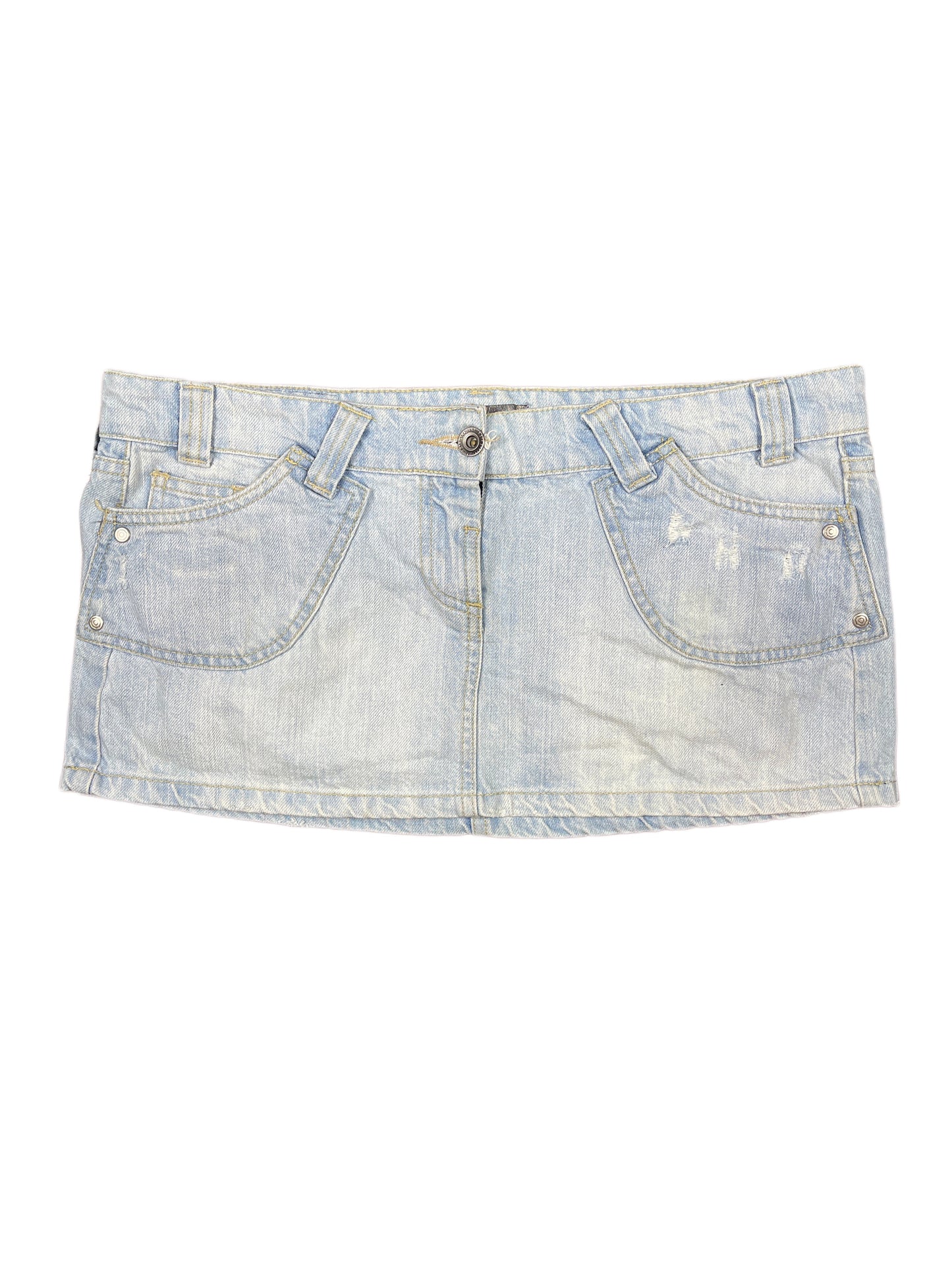 Y2k Stradivarius Denim Mini Low Waist Skirt Blue - L