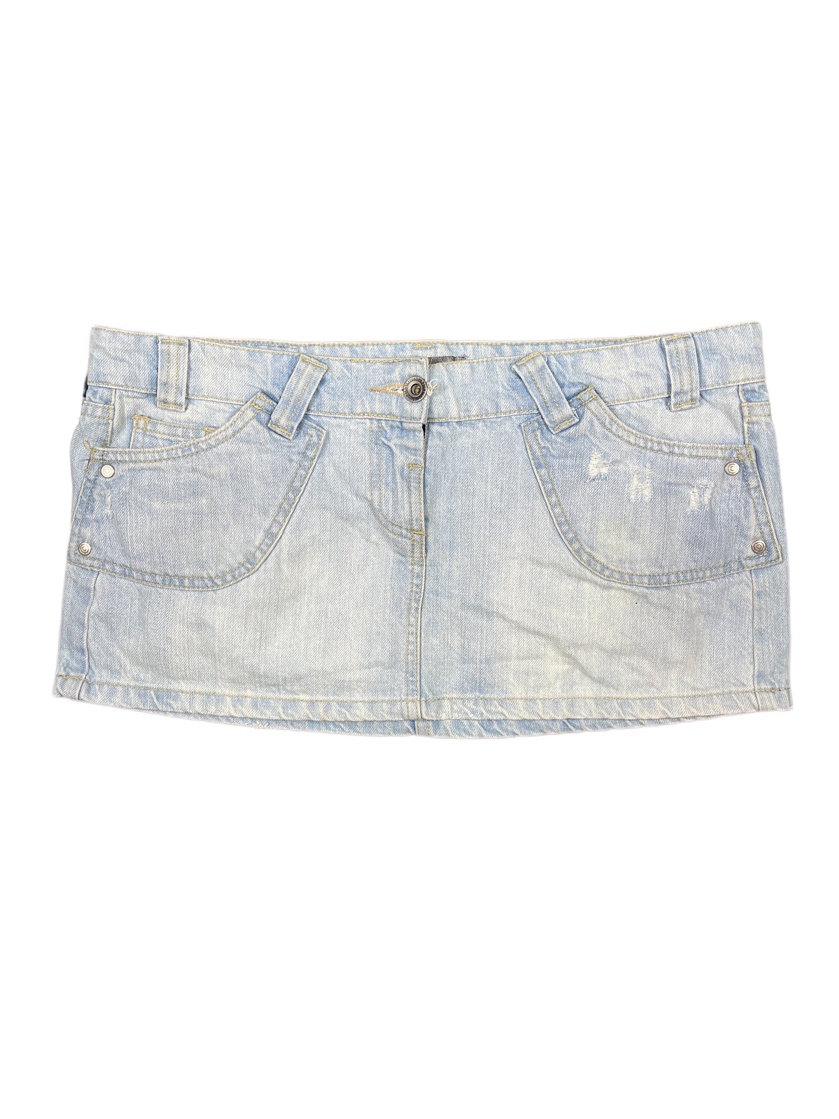 Y2k Stradivarius Denim Mini Low Waist Skirt Blue - L