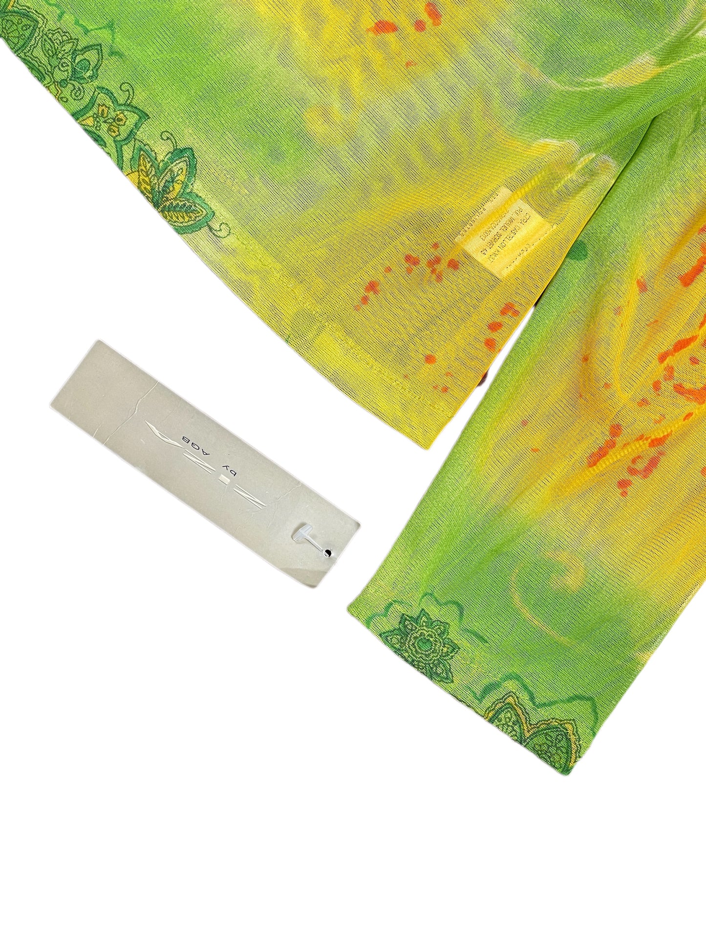 Y2k Ziza See Through Long Sleeve Top Yellow Green - XXXXL