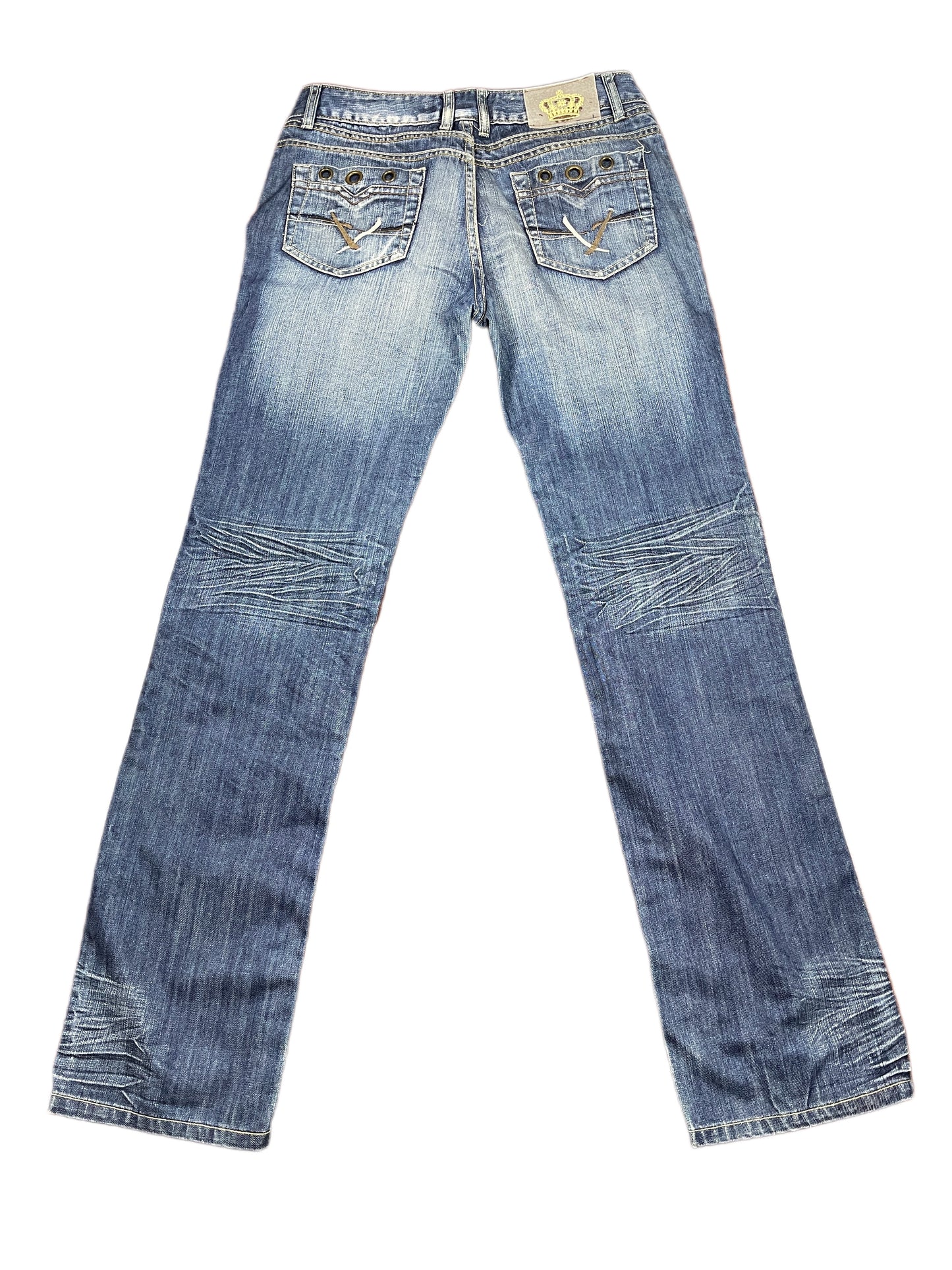 Y2k Miss Chic Low Waist Bootcut Denim Pants Blue - M