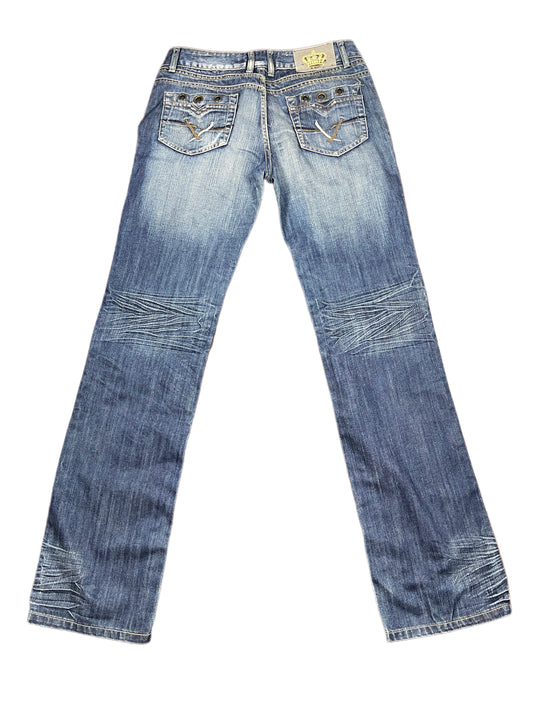 Y2k Miss Chic Low Waist Bootcut Denim Pants Blue - M
