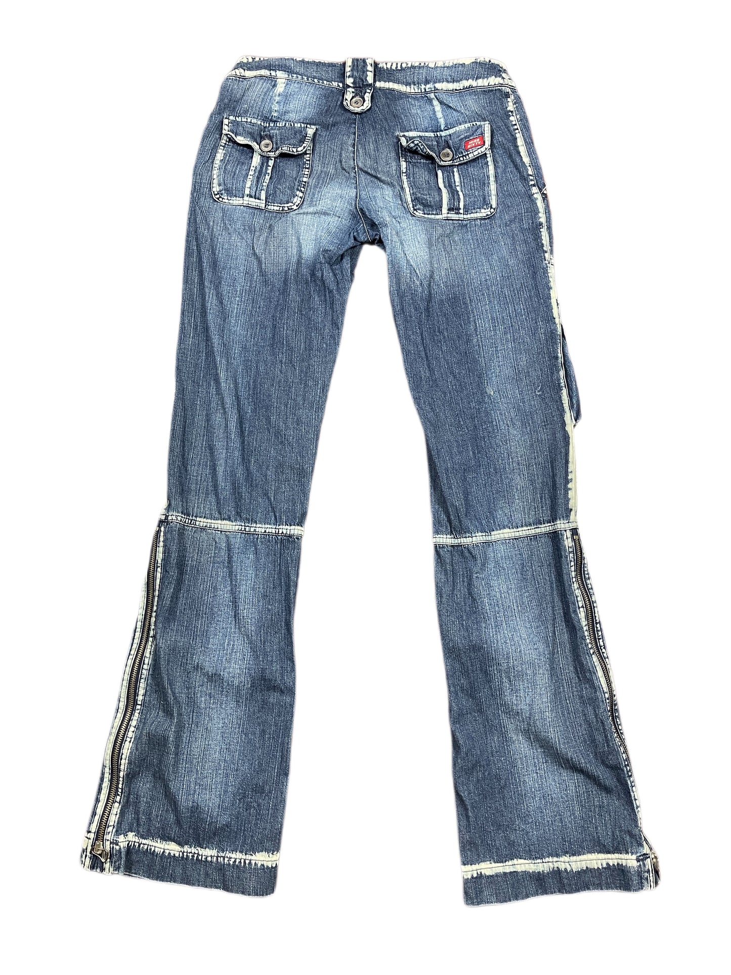 Y2k Miss Sixty Low Waist Flared Denim Pants Blue White - M/L