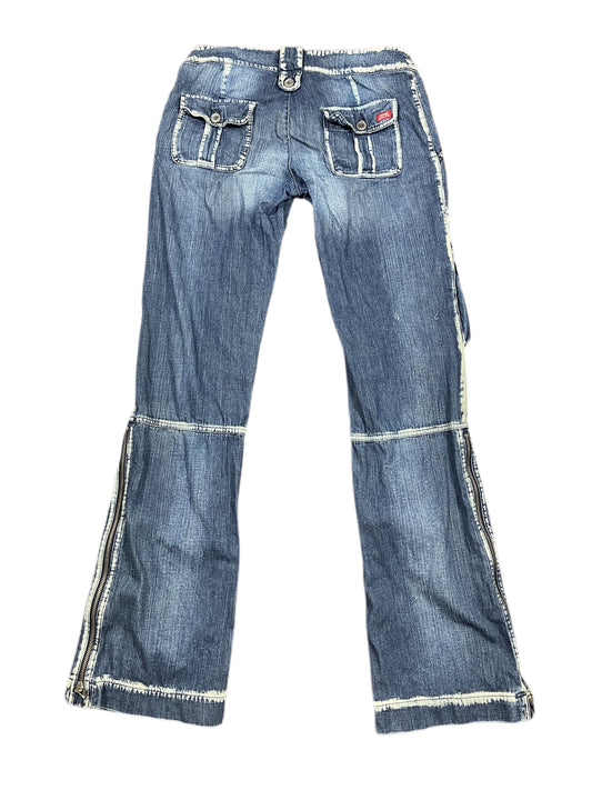 Y2k Miss Sixty Low Waist Flared Denim Pants Blue White - M/L