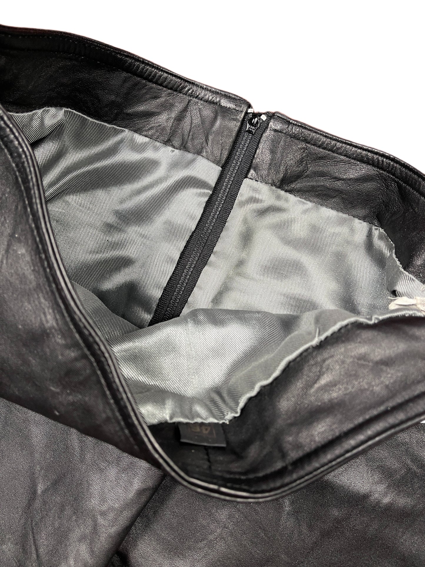 Vintage Leather Skirt Black - S