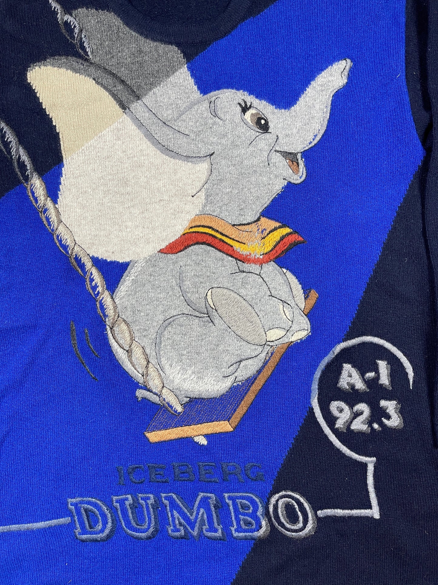 Vintage Iceberg 1992 Dumbo Knitted Sweatshirt Blue Navy - XL