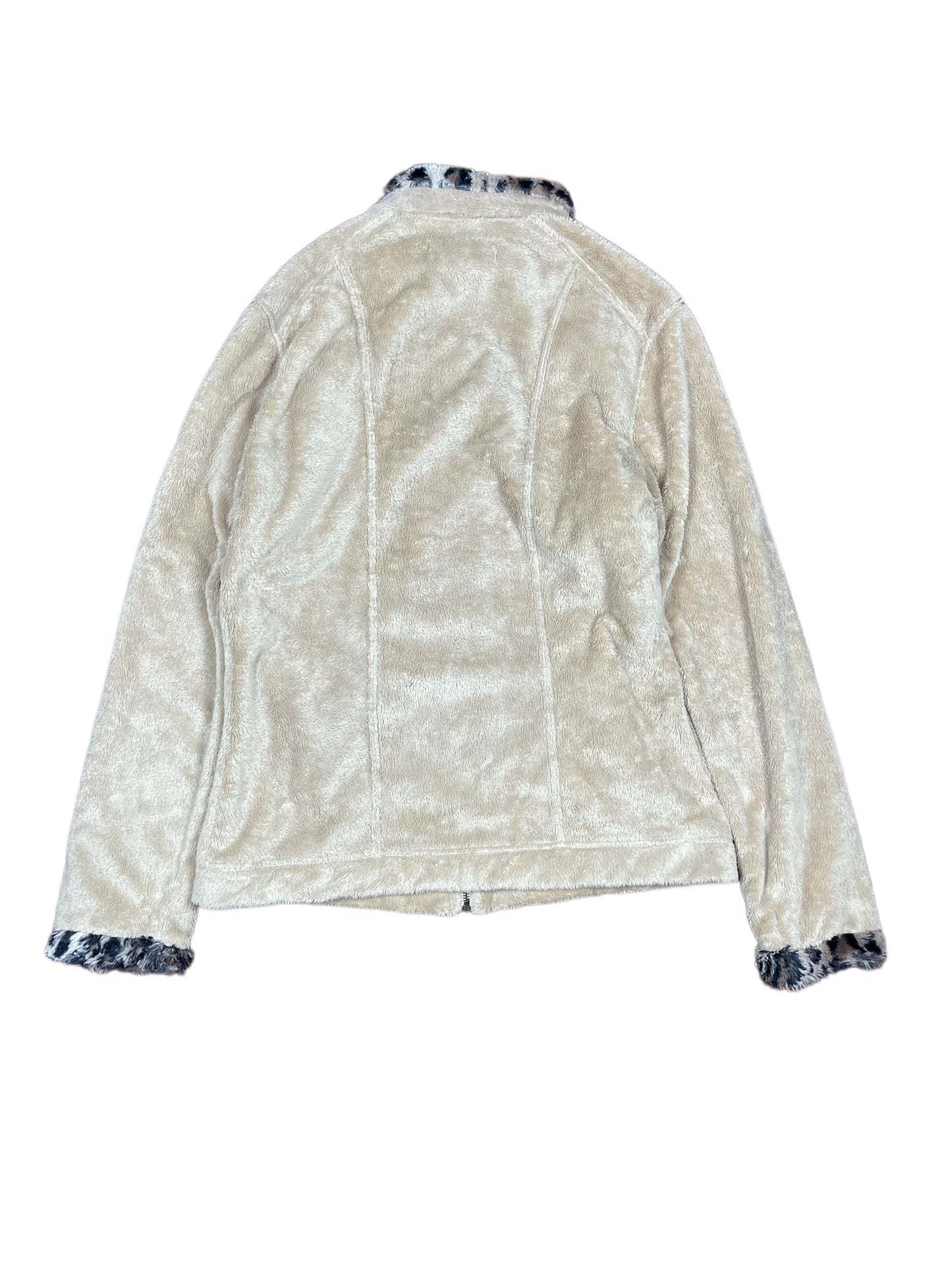 Y2k Banana Moon Fleece Zipper Sweatshirt Cream Beige - L