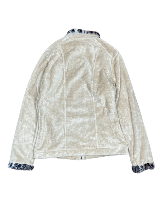 Y2k Banana Moon Fleece Zipper Sweatshirt Cream Beige - L