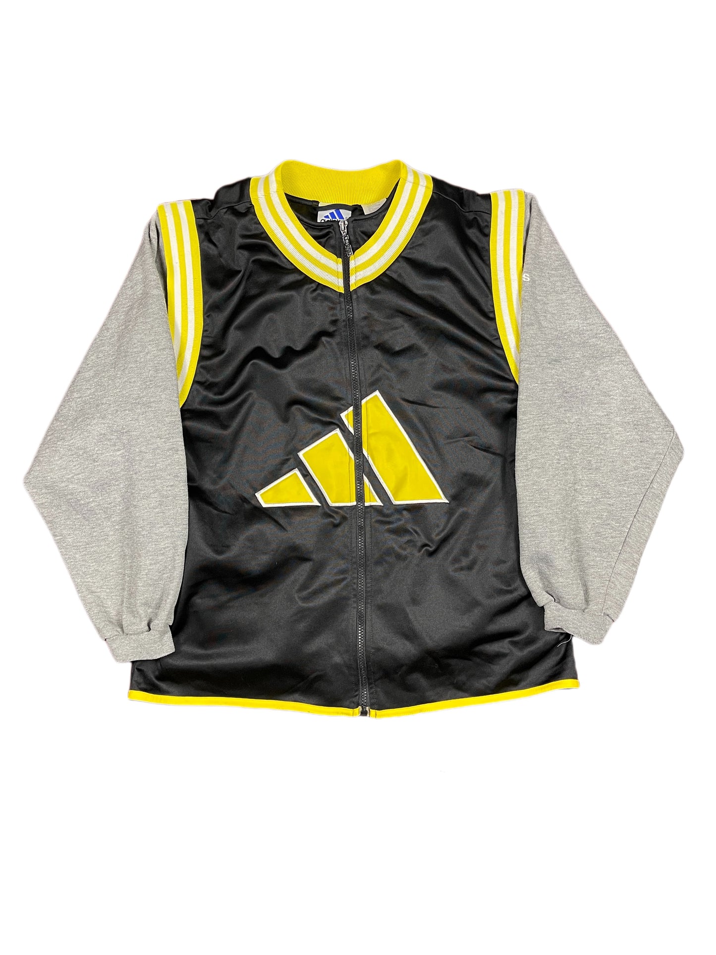 Vintage Adidas 2000s Sport Jacket Vest Gray Black Yellow - M