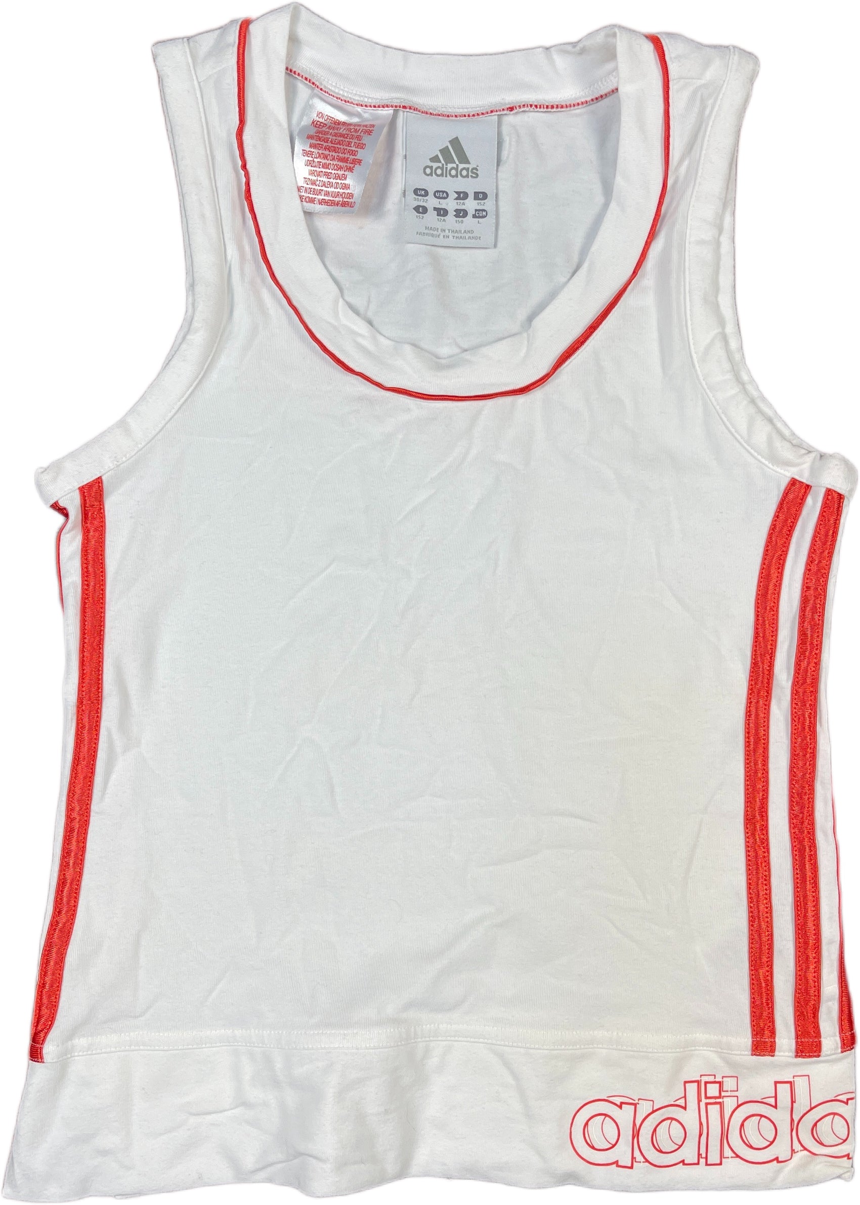Y2K 2007 Adidas Sleeveless Top White Cotton Blend L