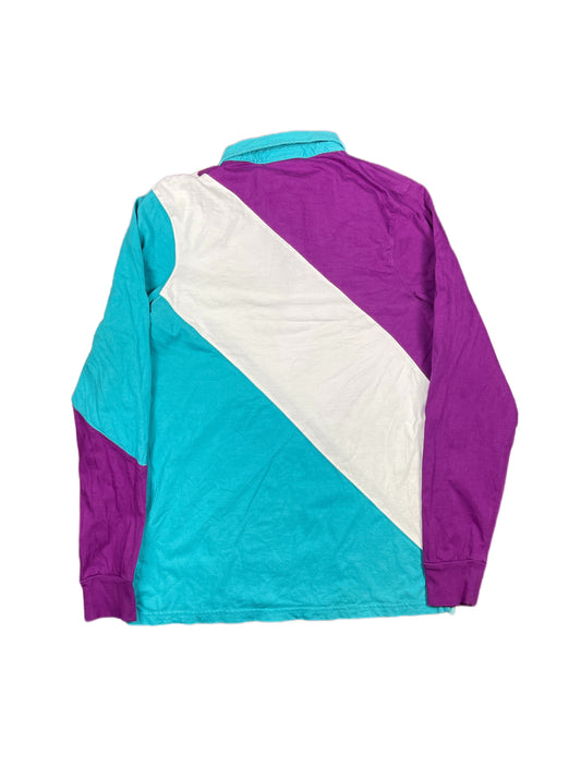 Fila Long Sleeve Polo Shirt Turquoise Purple - L