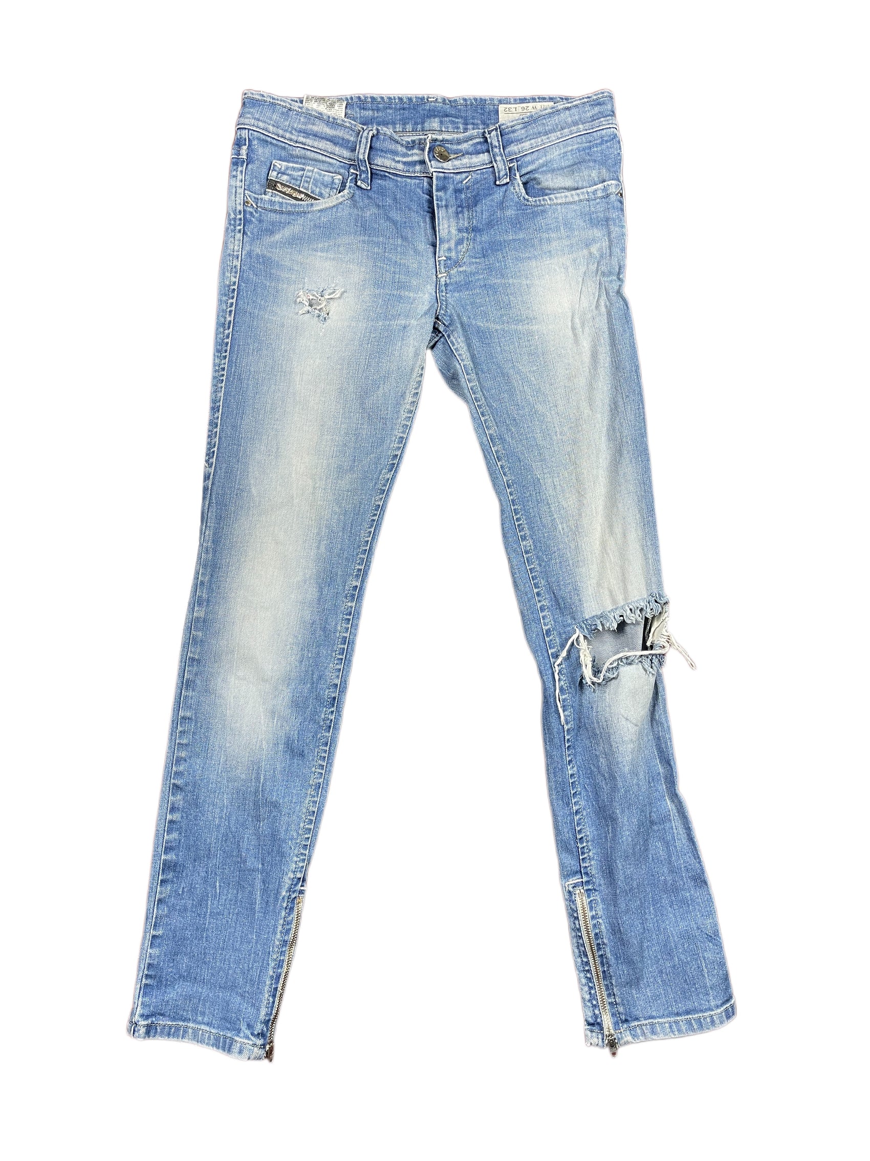 Y2k Diesel Distressed Skinny Denim Pants Blue - XS