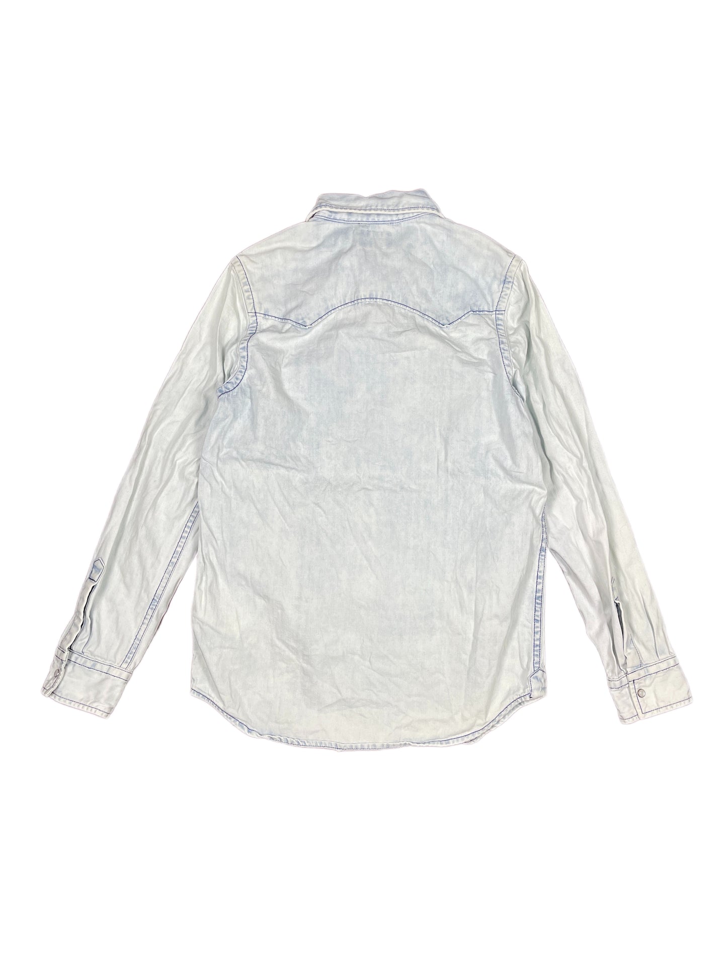 Y2k Diesel Long Sleeve Shirt White Blue - XXS